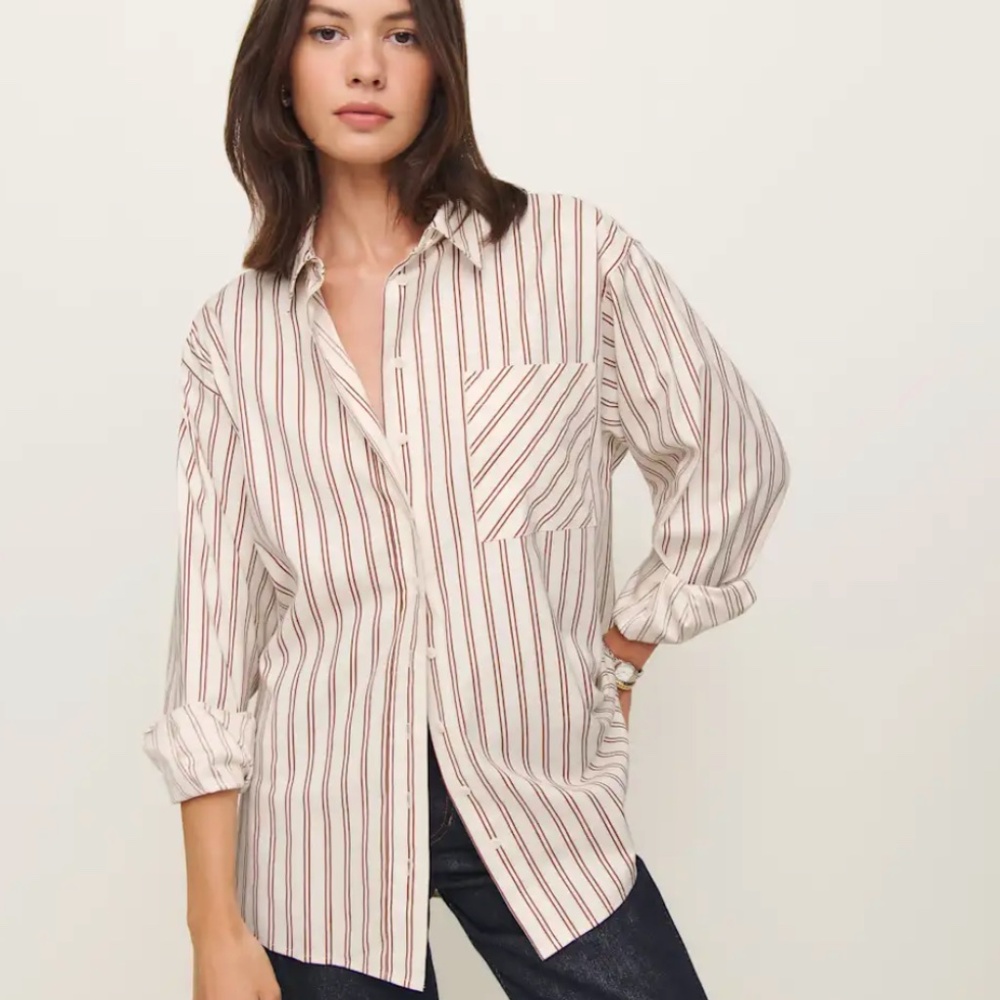 Reformation Eli Oversized Shirt Ivory - Size S